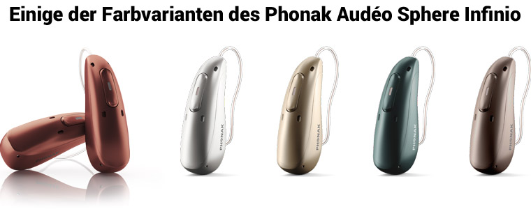 Einige Farben des Phonak Audéo Sphere Infinios